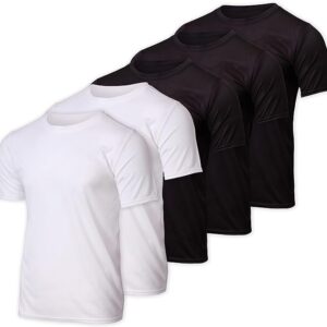 Real Essentials 5 Pack Men’s Active Quick Dry Mesh Crew Neck T Shirts